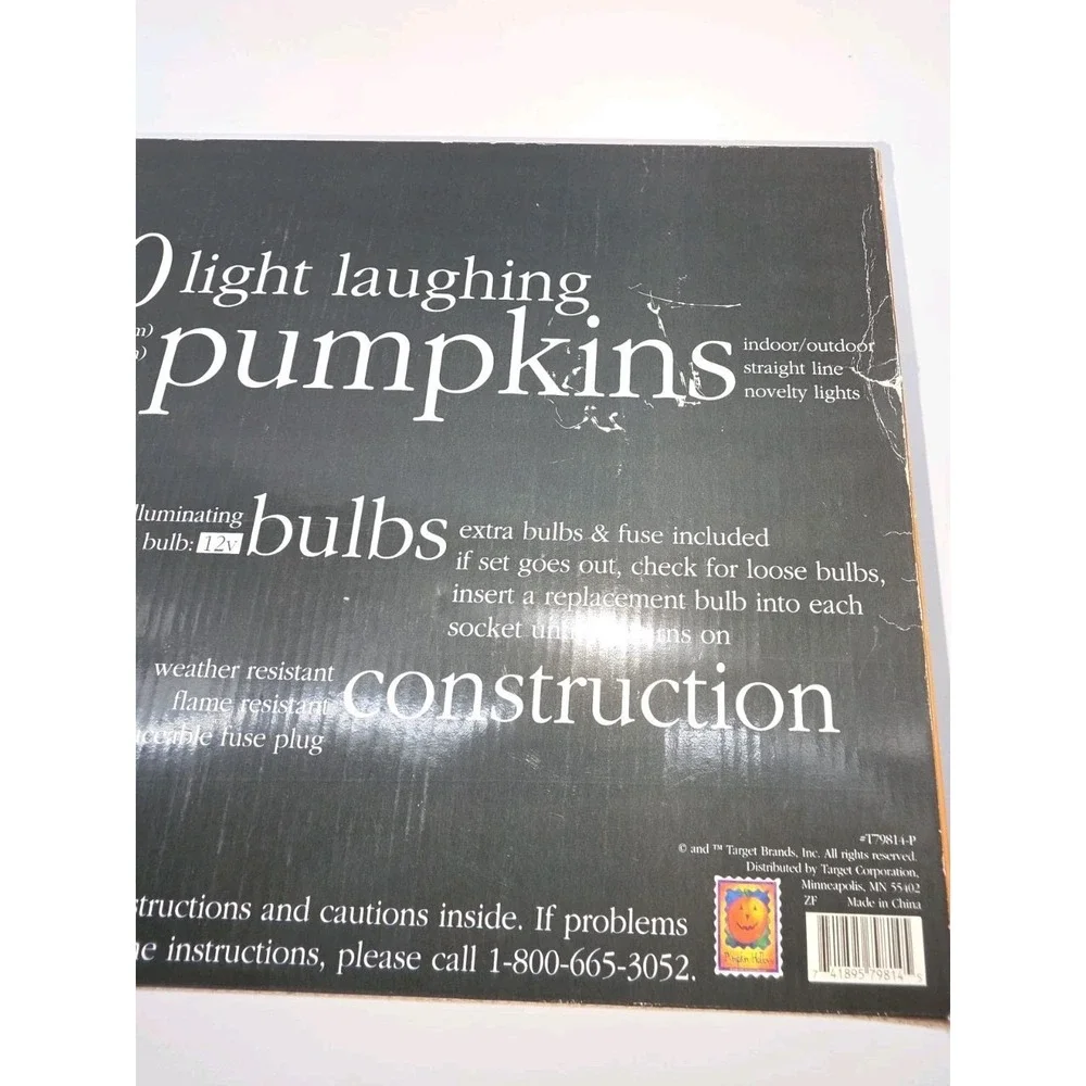 Halloween String Lights 10 Stacked Pumpkins Blow Mold New !!!